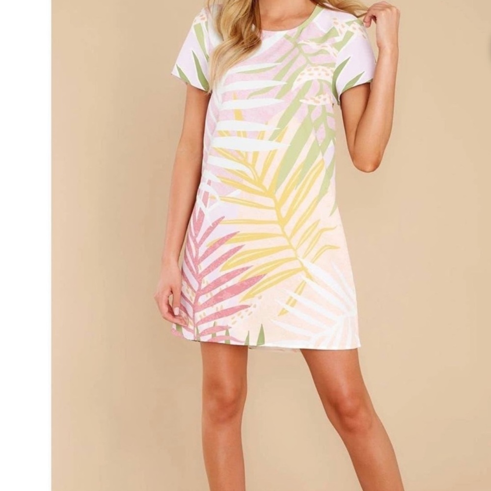 Boutique Minkpink Palm Springs Tee Dress pink green size small.
